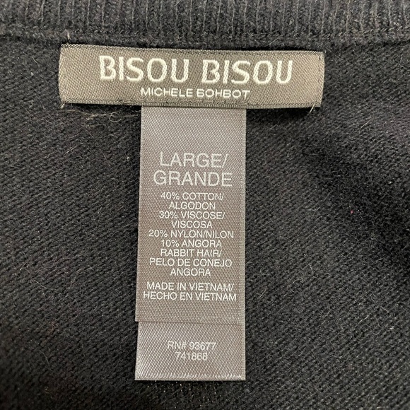 Bisou Bisou-Black Knit Embellished Cardigan size L - Picture 3 of 7